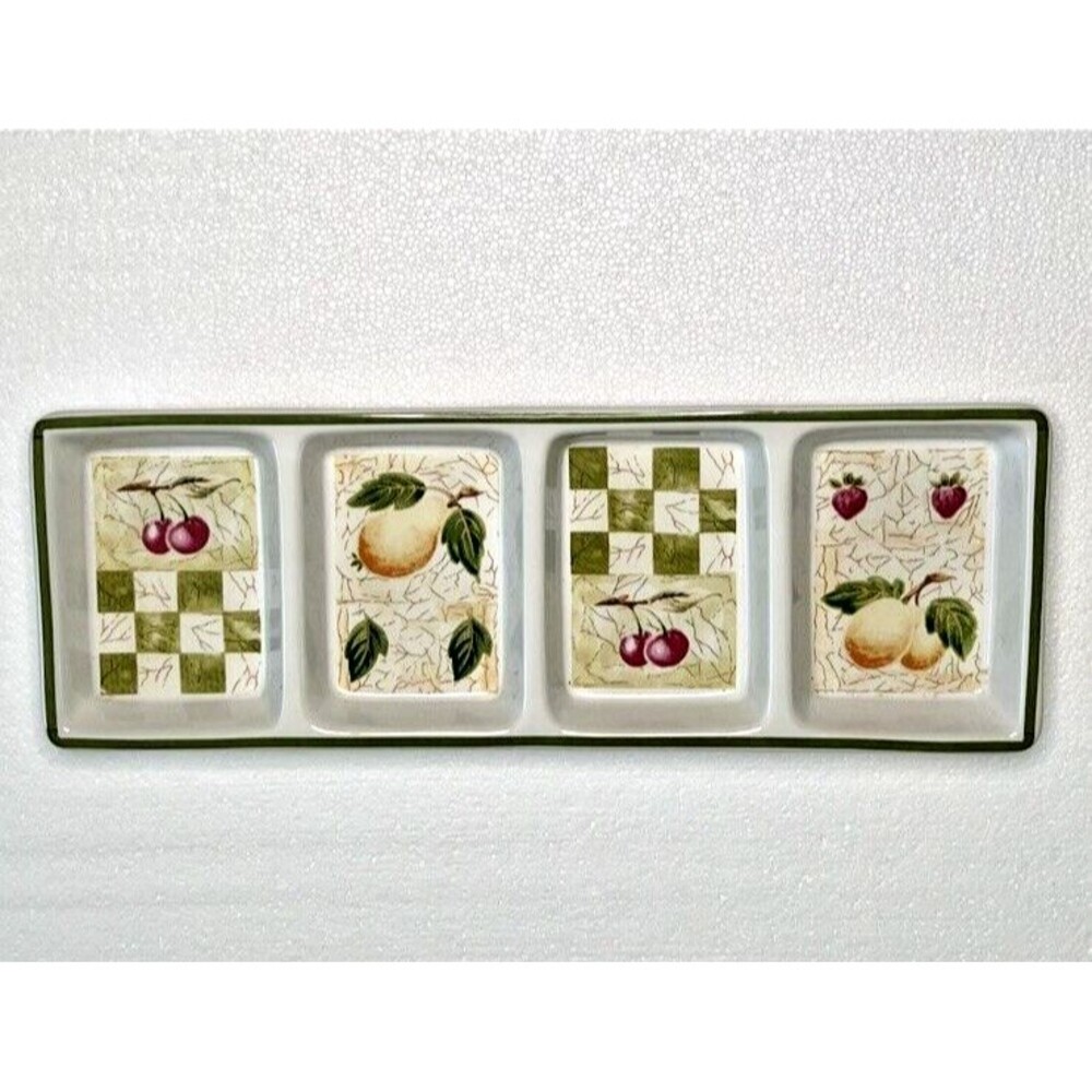 Tuscan Fruit Serveware 4 Compartment 6" x 18" Dish Jay Import Company Y2K 2000s